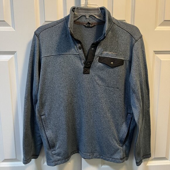 Eddie Bauer Men's Blue 1/4 Snap Fleece-Lined Pullover Sweater Size L - Picture 1 of 3